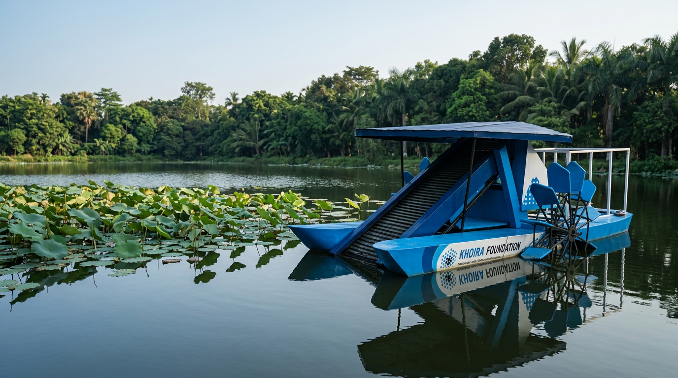 Khoira Foundation river cleaning machine designed and manufactured by MIBEL Technologies